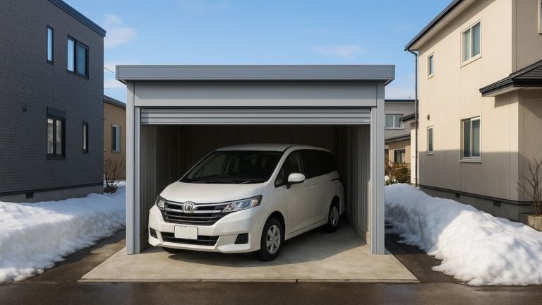 北広島市の住宅に施工された車庫ガレージのイメージ