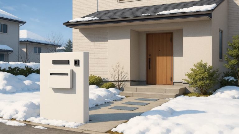 北広島市の戸建て外構に施工された門柱のイメージ