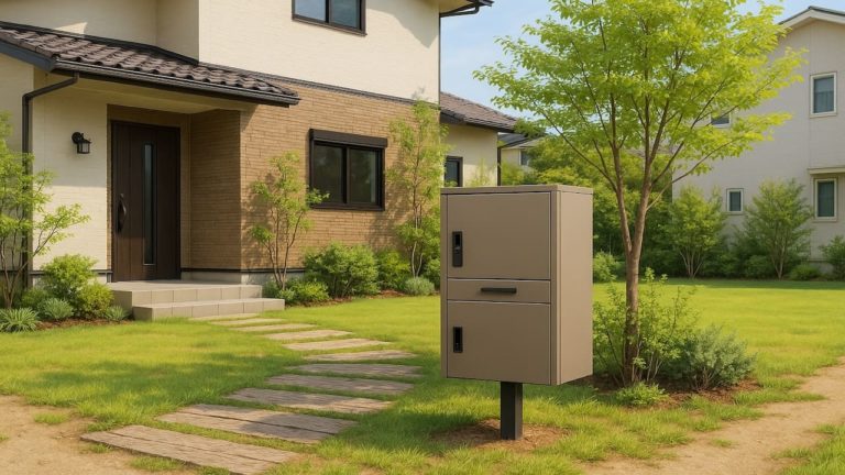 北九州市の戸建て外構に施工された宅配ボックスのイメージ