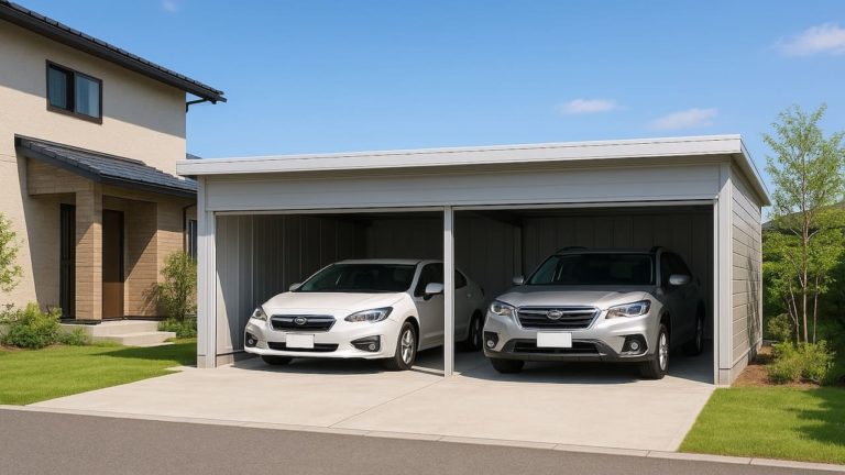 北九州市の住宅に施工された車庫ガレージのイメージ