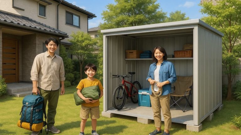 北九州市の住宅に施工された屋外用物置イメージ