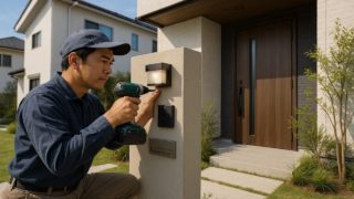 【神戸市】門柱の工事相場|満足と不満のリアルレポート 神戸市の戸建て外構に施工された門柱のイメージ