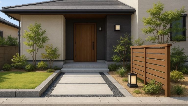 小平市の戸建て外構に施工された玄関アプローチのイメージ