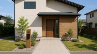 甲府市の戸建て外構に施工された玄関アプローチのイメージ