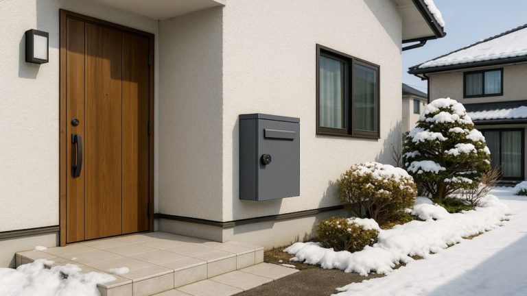 甲府市の戸建て外構に施工された宅配ボックスのイメージ