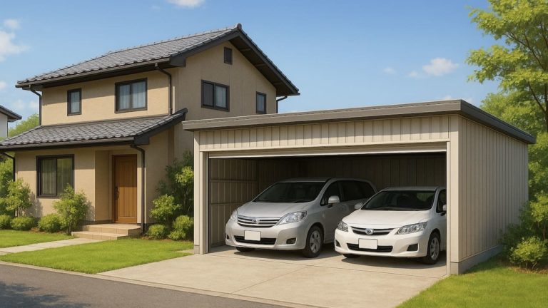 甲府市の住宅に施工された車庫ガレージのイメージ