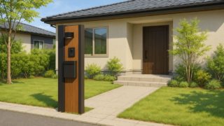 甲府市の戸建て外構に施工された門柱のイメージ