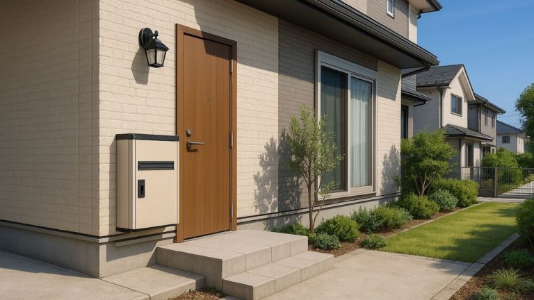 古河市の戸建て外構に施工された宅配ボックスのイメージ