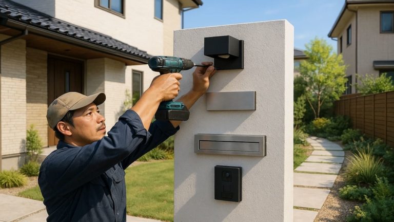 小金井市の戸建て外構に施工された門柱のイメージ