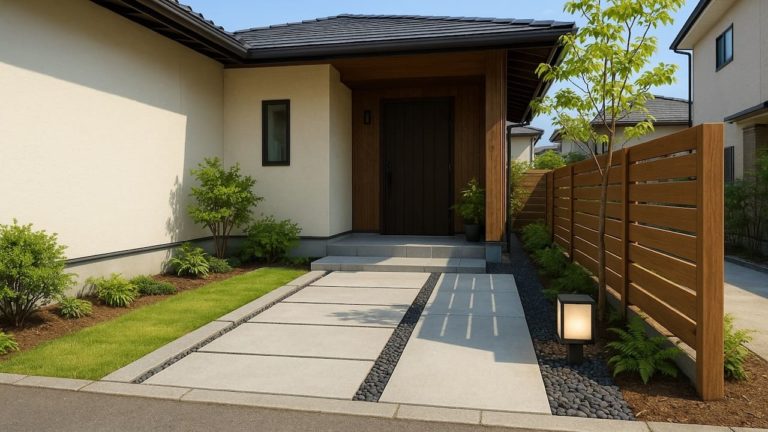 狛江市の戸建て外構に施工された玄関アプローチのイメージ