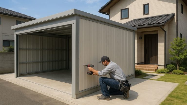 狛江市の住宅に施工された車庫ガレージのイメージ