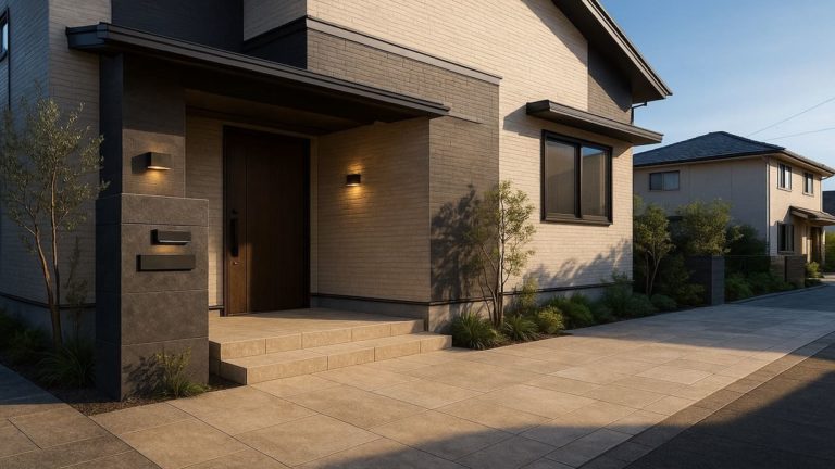 小牧市の戸建て外構に施工された玄関アプローチのイメージ