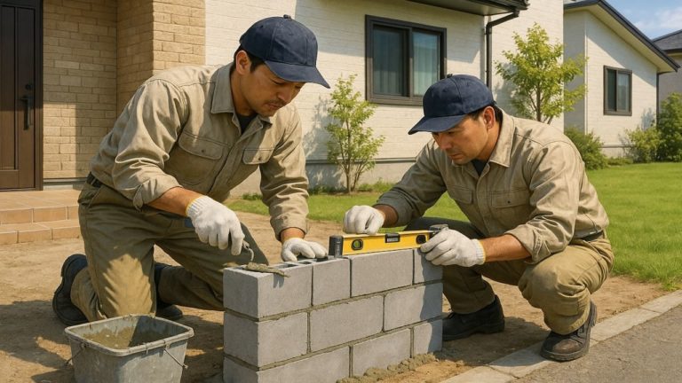 小牧市の戸建て外構に施工された門柱のイメージ