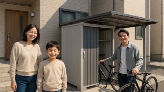 小牧市の住宅に施工された屋外用物置イメージ