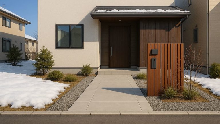 小松市の戸建て外構に施工された玄関アプローチのイメージ