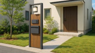 【小松市】門柱の費用感|メンテナンスが簡単になるヒント 小松市の戸建て外構に施工された門柱のイメージ