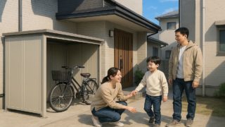 【江南市】屋外物置を安く設置するコツ|コスパ重視の選び方 江南市の住宅に施工された屋外用物置イメージ