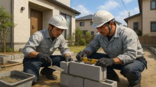 鴻巣市の戸建て外構に施工された門柱のイメージ