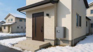 【郡山市】宅配ボックスの費用の違い|設置環境別の注意ポイント 郡山市の戸建て外構に施工された宅配ボックスのイメージ