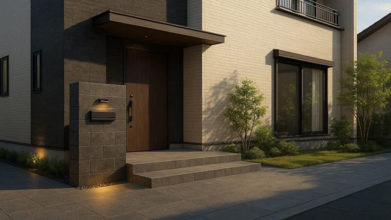 越谷市の戸建て外構に施工された玄関アプローチのイメージ