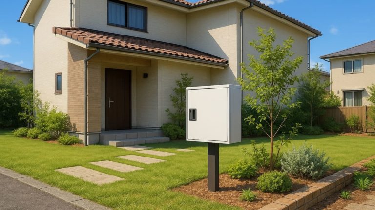 越谷市の戸建て外構に施工された宅配ボックスのイメージ