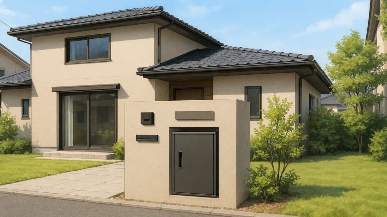 久喜市の戸建て外構に施工された宅配ボックスのイメージ