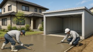 【久喜市】車庫ガレージの価格ガイド|サイズ別の総額早見表 久喜市の住宅に施工された車庫ガレージのイメージ