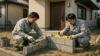 久喜市の戸建て外構に施工された門柱のイメージ