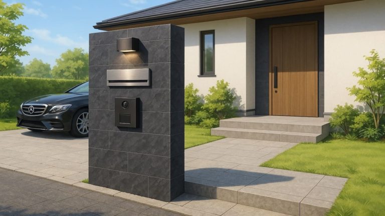 熊本市の戸建て外構に施工された門柱のイメージ