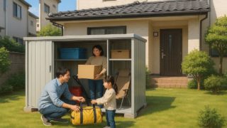 熊本県の住宅に施工された屋外用物置イメージ