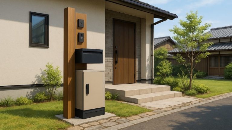倉敷市の戸建て外構に施工された宅配ボックスのイメージ