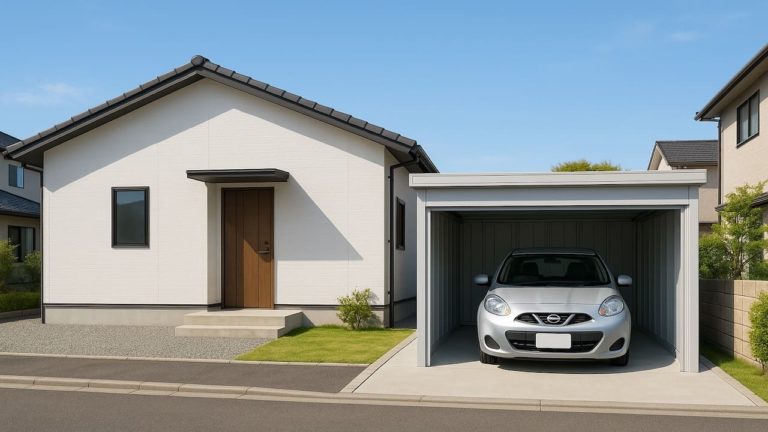 呉市の住宅に施工された車庫ガレージのイメージ