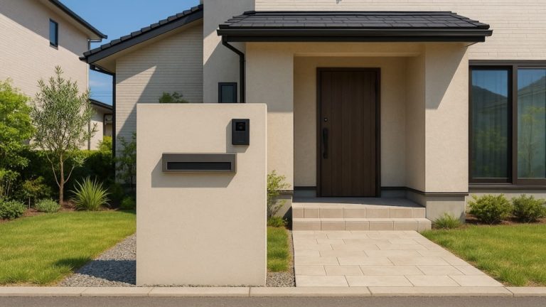 呉市の戸建て外構に施工された門柱のイメージ