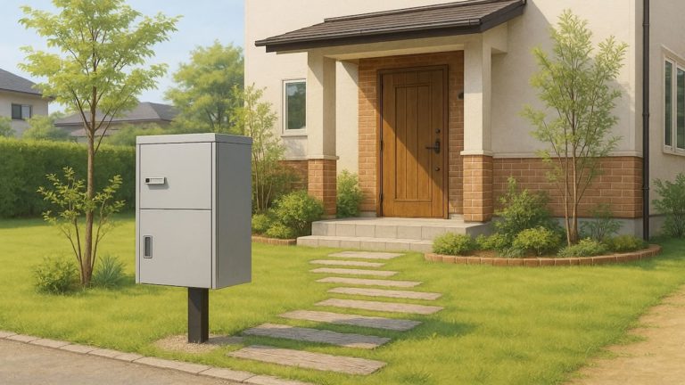 久留米市の戸建て外構に施工された宅配ボックスのイメージ