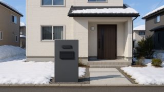 釧路市の戸建て外構に施工された門柱のイメージ