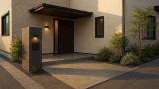 桑名市の戸建て外構に施工された玄関アプローチのイメージ