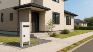 【桑名市】宅配ボックスの価格帯|長く使えて元が取れるモデル 桑名市の戸建て外構に施工された宅配ボックスのイメージ