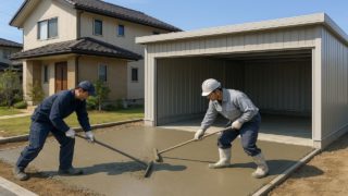 【桑名市】車庫ガレージの費用と耐久|コスパ最適化の考え方 桑名市の住宅に施工された車庫ガレージのイメージ