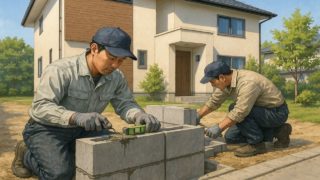 桑名市の戸建て外構に施工された門柱のイメージ