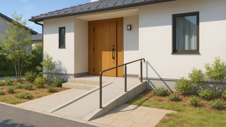 京都府の戸建て外構に施工された玄関アプローチのイメージ