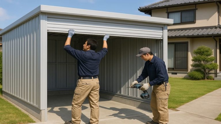 京都府の住宅に施工された車庫ガレージのイメージ