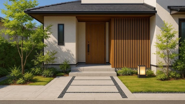 町田市の戸建て外構に施工された玄関アプローチのイメージ