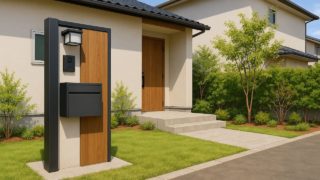 丸亀市の戸建て外構に施工された門柱のイメージ