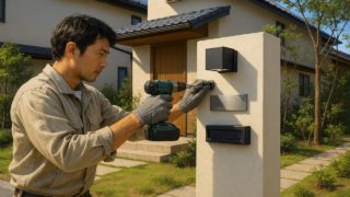 松原市の戸建て外構に施工された門柱のイメージ