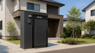 松戸市の戸建て外構に施工された宅配ボックスのイメージ