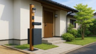 【松江市】宅配ボックスの目安費用|暮らしの満足度が上がる選び方 松江市の戸建て外構に施工された宅配ボックスのイメージ