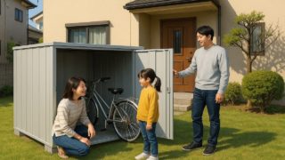 【松江市】格安で設置できる物置|コスパ重視のおすすめ方法 松江市の住宅に施工された屋外用物置イメージ