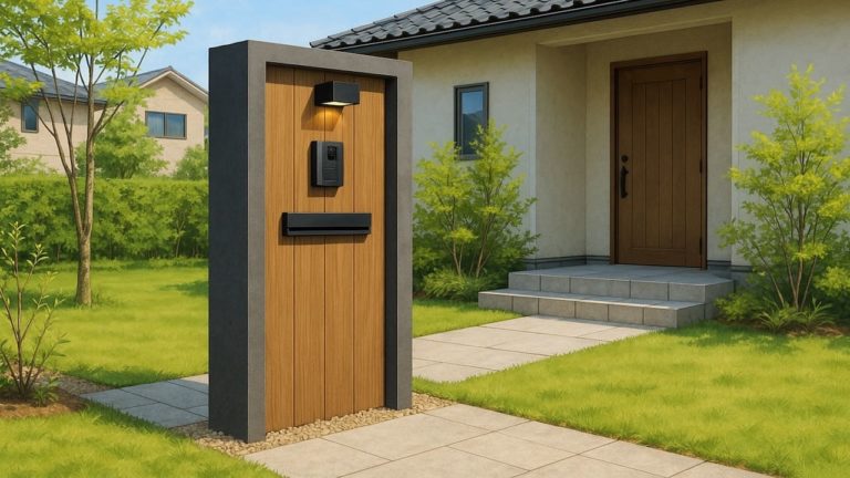 松本市の戸建て外構に施工された門柱のイメージ