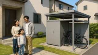 【松阪市】物置を安く建てるコツ|工夫次第でおしゃれにできる 松阪市の住宅に施工された屋外用物置イメージ