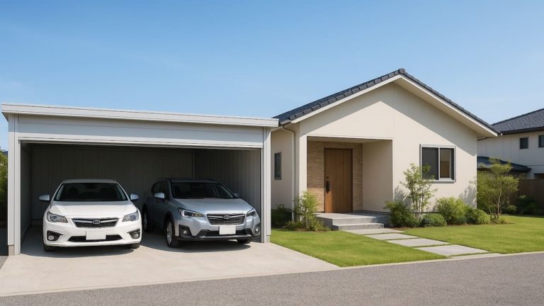 松山市の住宅に施工された車庫ガレージのイメージ